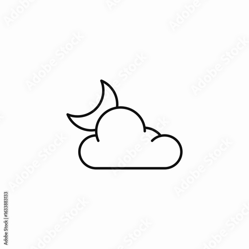cloud with moon icon sign vector