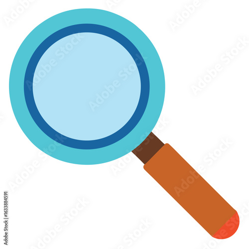 Vector art of magnifying glass icon for search, zoom, find, look, detective, investigation, and research purposes