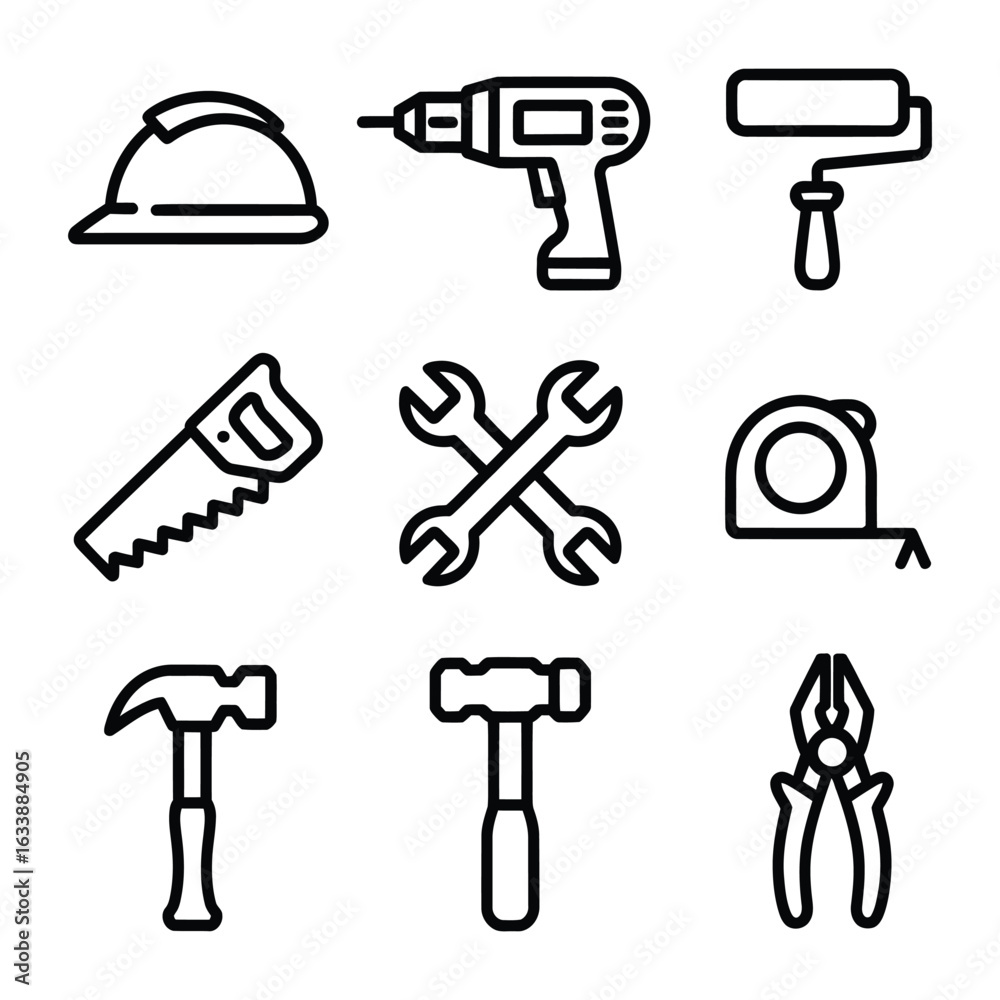 Fototapeta premium Construction tools safety equipment and hardware hard hat