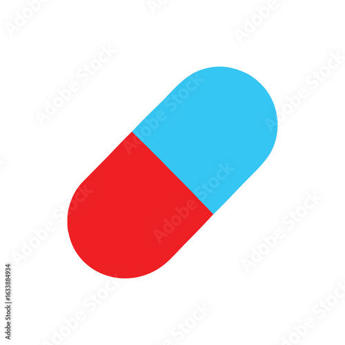 Illustration of a capsule pill, representing medicine, medication, and pharmaceutical treatment for health