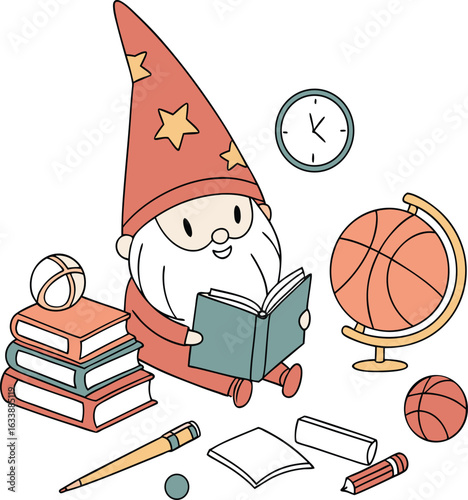 School set with various item vector silhouette with white background