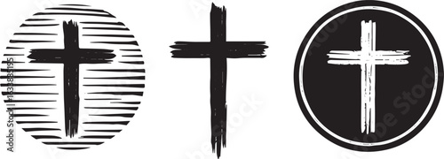 Christian Religious Brush Stroke Crosses Art Depicting Beliefs, Faith, and Devotion with Bold and Artistic Flair