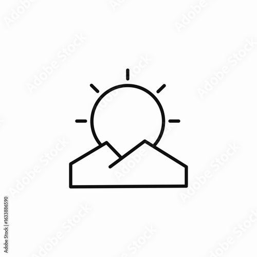 sun behind mountains icon sign vector