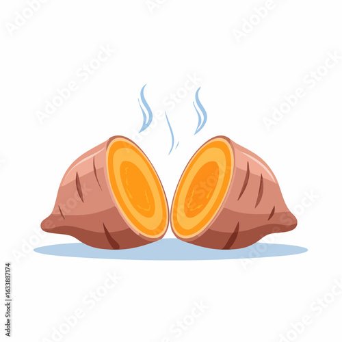 焼き芋の湯気が立つシンプルイラスト（ベクター）
