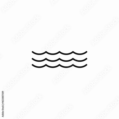 three water waves icon sign vector