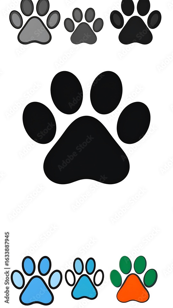 Fototapeta premium Various colored paw prints