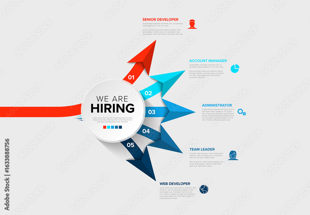 We Are Hiring Infographic template with Job Roles and Positions Stock ...
