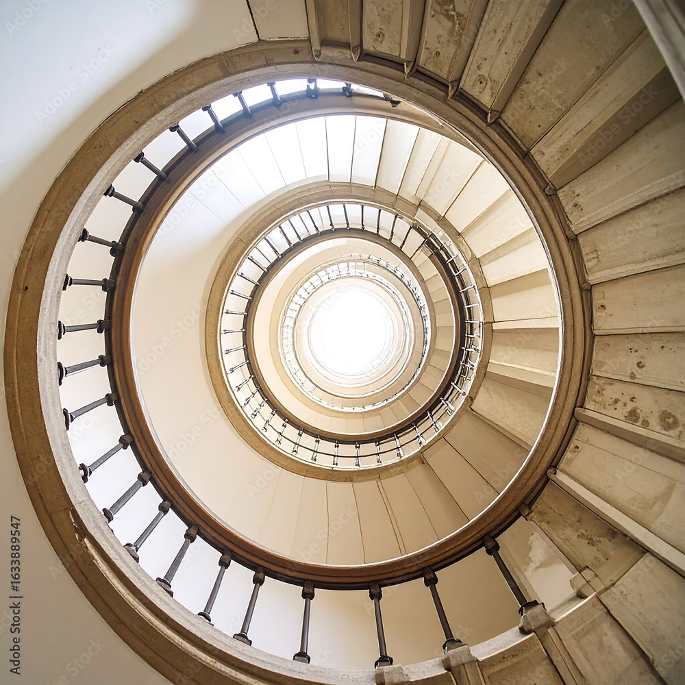 Fototapeta premium Spiral staircase in a light-filled building