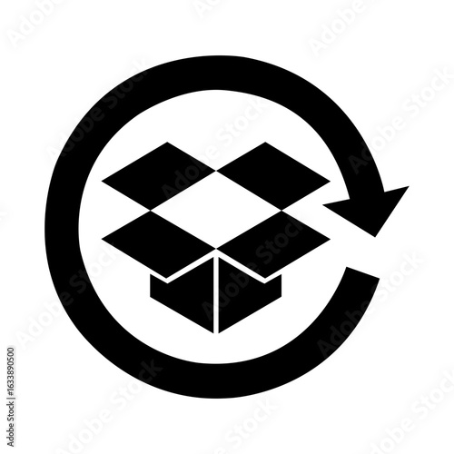 Corrugated Packaging Recycling. Corrugated cardboard packaging is recyclable. Paper recycling. Warning symbol. Labeling on packaging.