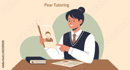Friendly Student Giving Tutorial Explaining Lessons Education With Illustration Style