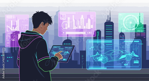 Future Technologist Designs Car with Interactive Cityscape Data Display
