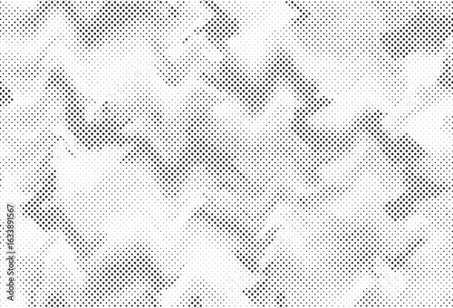 Grunge halftone gradient background. Faded grit noise texture. White and black dotted wallpaper. Retro pixelated wavy effect backdrop. Anime or manga style comic overlay. Vector illustration.