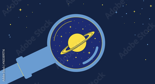 Gazing At Distant Worlds Through A Celestial Telescope In Night Sky