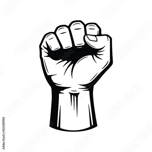 Raised fist vector illustration protest symbol power hand solidarity gesture activism icon strong grip