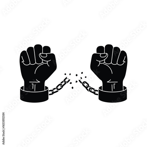 Broken chains fists vector illustration freedom symbol liberation concept empowerment graphic