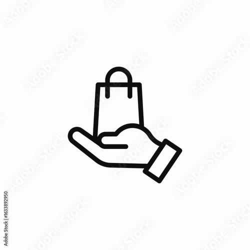 hand holding shoppingbag icon sign vector