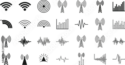 Wireless communication technology icons network signal design