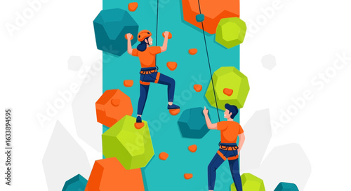 Indoor Rock Climbing Adventure With Friends Challenging Themselves Physically