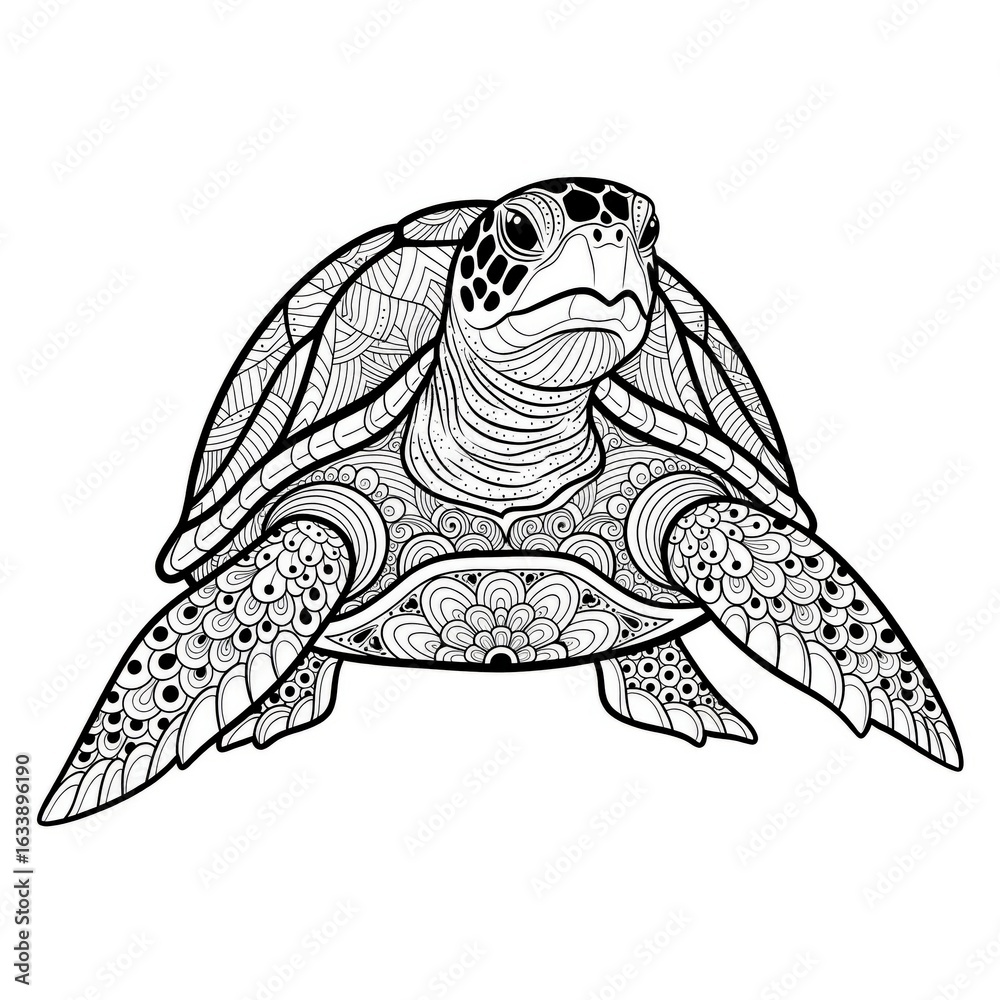 Fototapeta premium illustrations Turtle with a patterned shell.