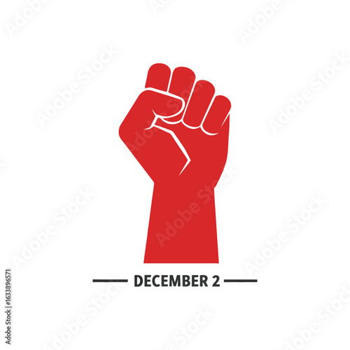 Red fist raised december 2 international day of abolition of slavery protest symbol human rights