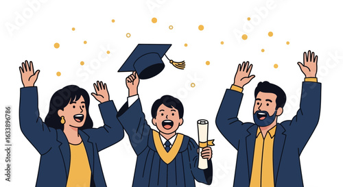 Group Of Cheerful College Graduates Celebrating Academic Achievements And Future Success