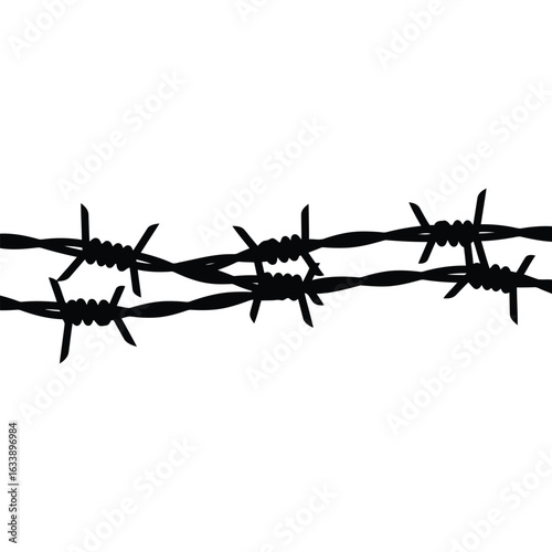 Barbed wire fence vector illustration security barrier boundary line protection element isolated graphic