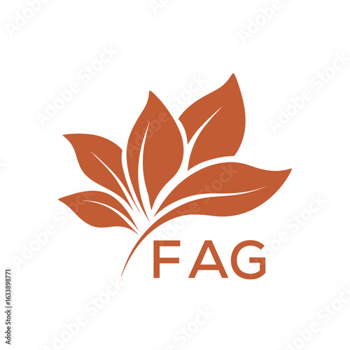 Quadro em tela FAG Minimalist Leaf Logo Design with Text FAG, FAG Later Logo, Abstract Floral L