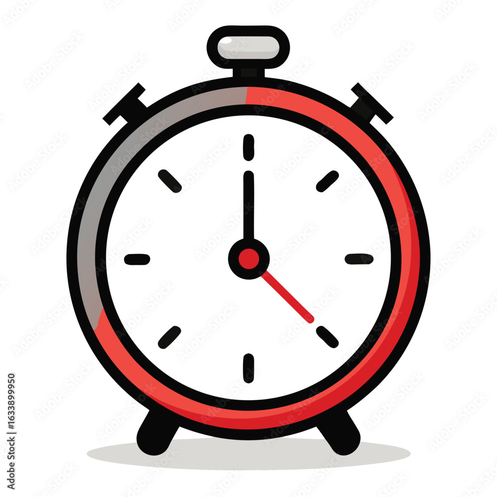 A small round white clock with bold black numbers and simple hands, a classic timepiece for telling time on a white background. A small round white clock with bold black numbers and simple hands, a classic timepiece for telling time on a white background.