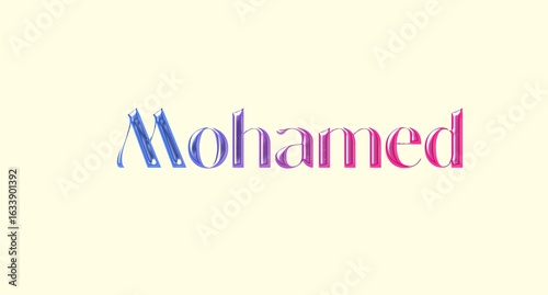 Mohamed name. Golden Name illustration. Colorful gradient graphic vector typography with removable background. 3D Separate european french name.
