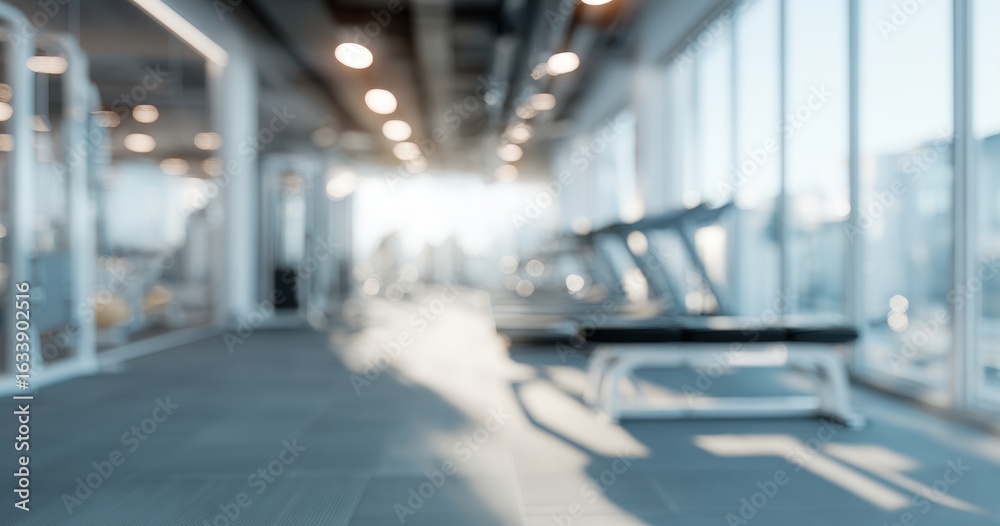 Obraz premium Blurry gym interior with sunlight