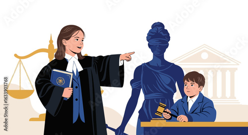 Lawyer Explaining Legal Rights to a Child in Juvenile Court Proceeding
