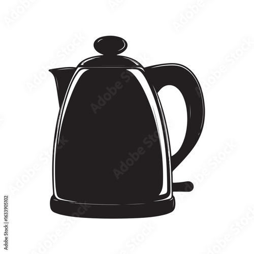 electric kettle silhouette, electric kettle vector silhouette icon, electric kettle silhouette vector art illustration, electric kettle silhouette minimalist design