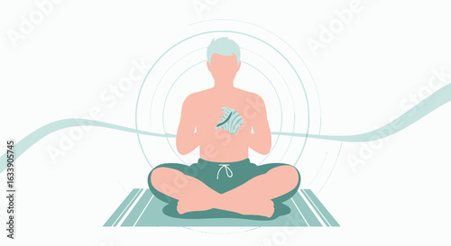 Man Practicing Meditation For Mental Clarity With Energy Field
