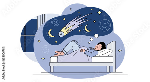 Man Sleeping And Dreaming About Stars Galaxy And The Universe In Space