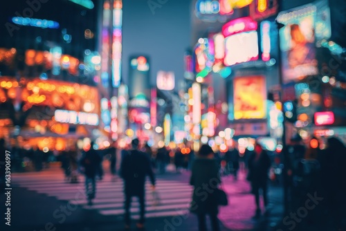 Wallpaper Mural Blurry night cityscape, bustling street scene Torontodigital.ca