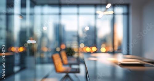 Wallpaper Mural Blurred modern office space, city view Torontodigital.ca