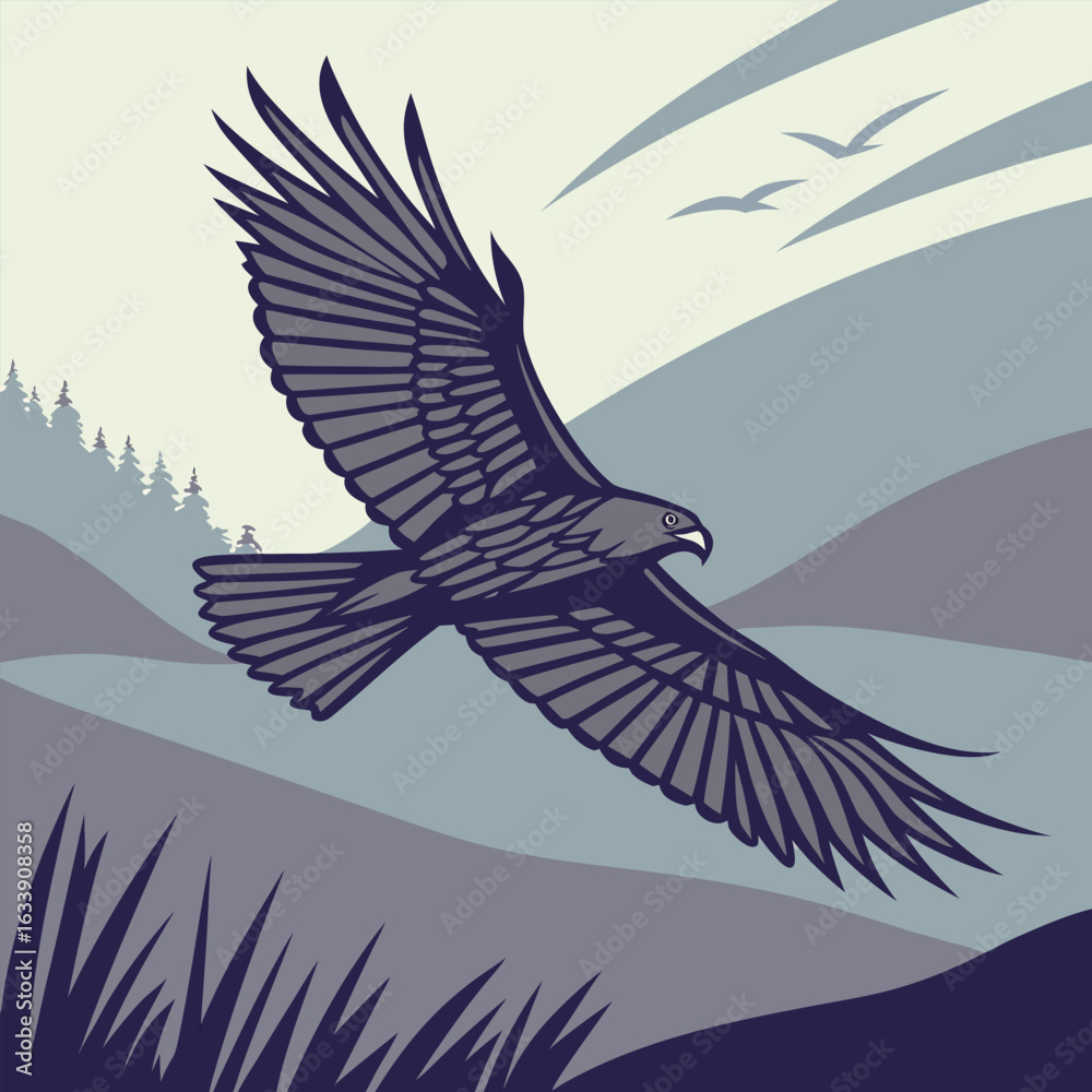 Obraz premium Silhouette of a Dynamic Falcon Diving in a Streamlined Pose.