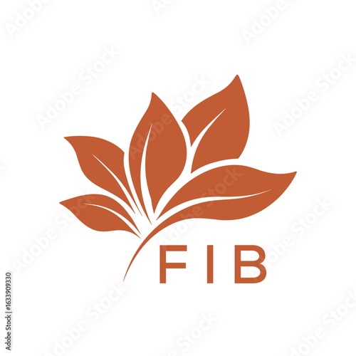 FIB Elegant Minimal Leaf Logo Design, FIB Later Logo, Botanical Nature Logo with Text, Clean Botanical Logo Design, Abstract Nature Brand Icon. 
