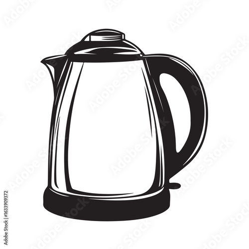 electric kettle silhouette, electric kettle vector silhouette icon, electric kettle silhouette vector art illustration, electric kettle silhouette minimalist design