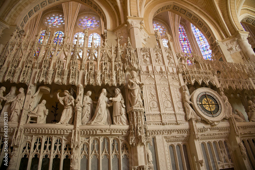 Tour of the choir, Chartres Cathedral, Notre-Dame de Chartres, Eure-et-Loir, France, classified as a UNESCO heritage