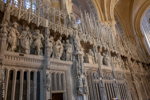 Tour of the choir, Chartres Cathedral, Notre-Dame de Chartres, Eure-et-Loir, France, classified as a UNESCO heritage