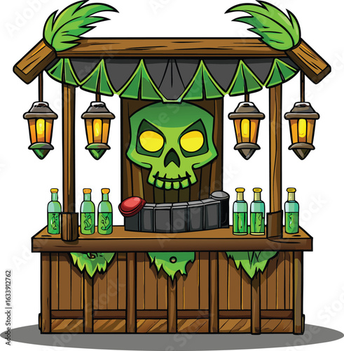 Spooky summer backyard BBQ scenes Spooky summer backyard BBQ scenes Spooky Skull Tiki Bar Stand