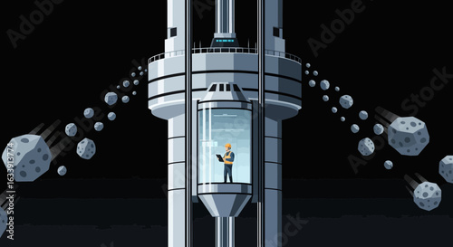 Protecting Space Station From Asteroids In The Galaxy Engineering Adventure