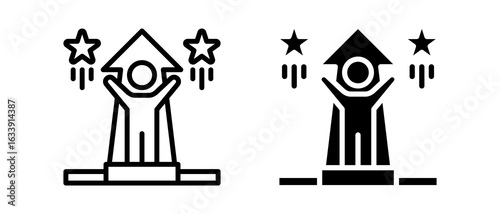 Success multiple icon set of two.line and glyph vector illustration