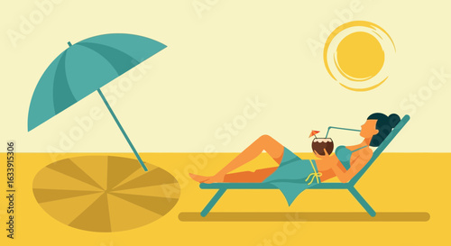 Relaxing Vacation At Tropical Beach Enjoying Summer Holiday, Sea Coast