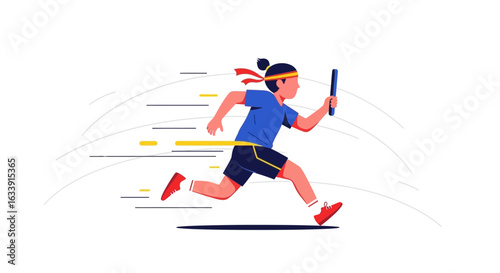 Relay Race Sprinting Athlete Illustration With Dynamic Motion Graphics Design
