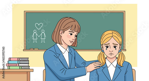 Teacher Consoling A Student Facing Challenges In Relationships At School