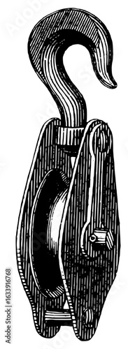 Vintage Hand-drawn Pulley Wheel