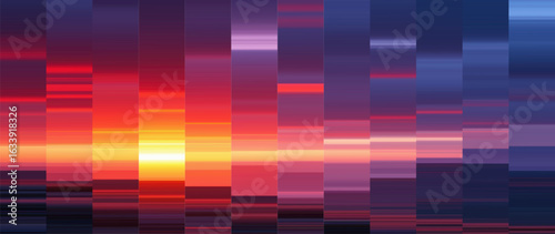 Colorful summer gradients background in different time. Minimalistic sunrise or sunset blurred color backgrounds design for banner, poster. Creative gradients in summer colors. Vector illustration