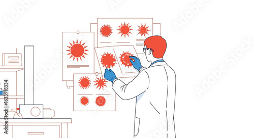 Scientist Analyzes Viral Structure in Lab for Medical Research Study